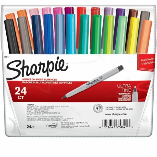 Sharpie Precision Point Permanent Markers, Ultra-Fine Point, Assorted Colors, Set Of 24