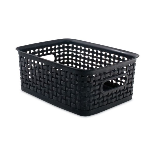 Advantus Plastic Weave Bin, Small, 10" x 7.5" x 4", Black