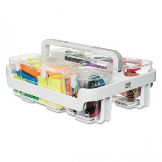 Deflecto Stackable Caddy Organizer with S, M and L Containers