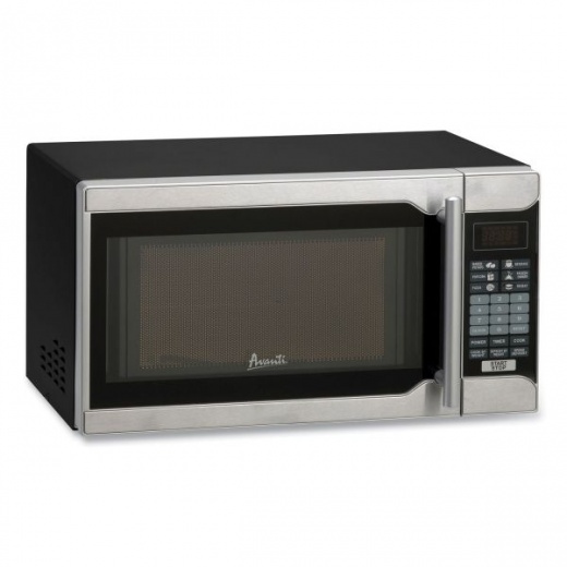 Avanti 0.7 Cu.Ft Capacity Microwave Oven, 700 Watts, Black/Stainless Steel
