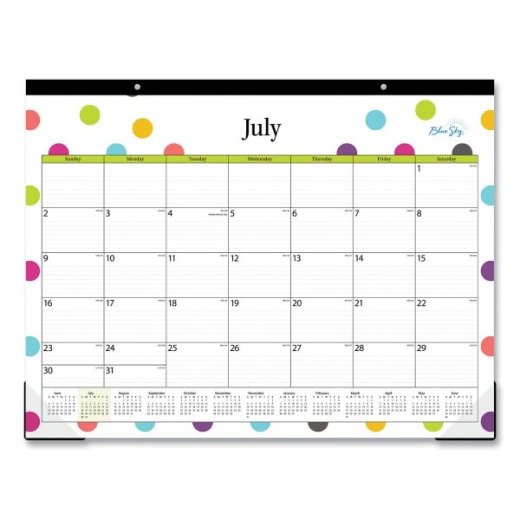 Blue Sky Teacher Dots Academic Desk Pad, 22 X 17
