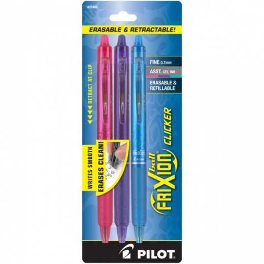 8ct Frixion Clicker Erasable Gel Pens Fine Point 0.7mm Assorted