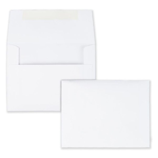 Quality Park Invitation Envelopes, 4 3/8" x 5 3/4", Gummed Seal, White, Box Of 100