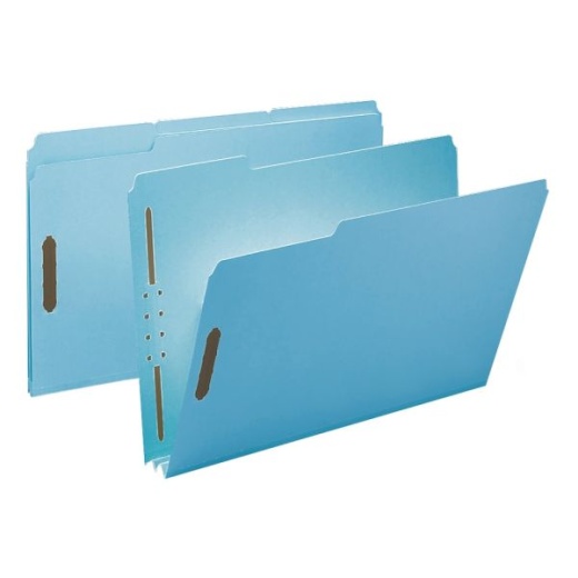 Smead Pressboard Fastener Folders - 2" Expansion, 8 1/2" x 14", Legal, 100% Recycled, Blue, Box of 25