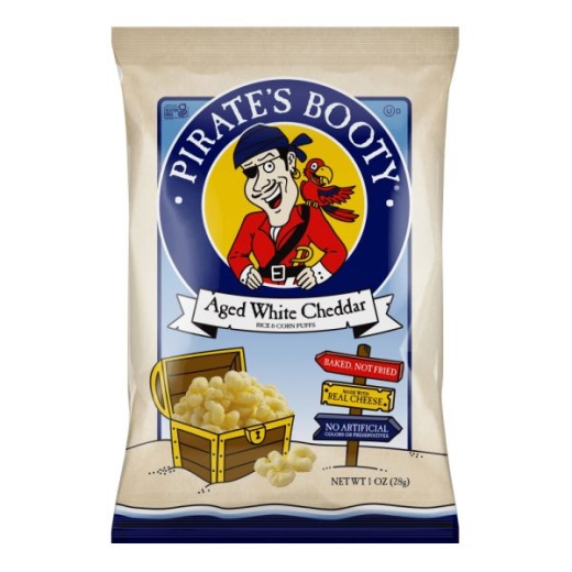 Pirate's Booty White Cheddar Rice/Corn Puffs, 1 Oz, Carton Of 24 Bags