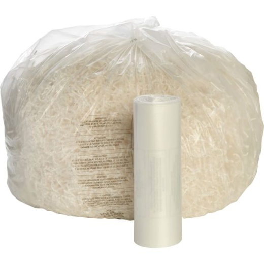 Skilcraft Shredder Bags, 39" X 51", 50 Gallons, Clear, 25 Bags Per Roll, Set Of 2 Rolls