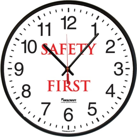 Skilcraft Safety First Message Wall Clock