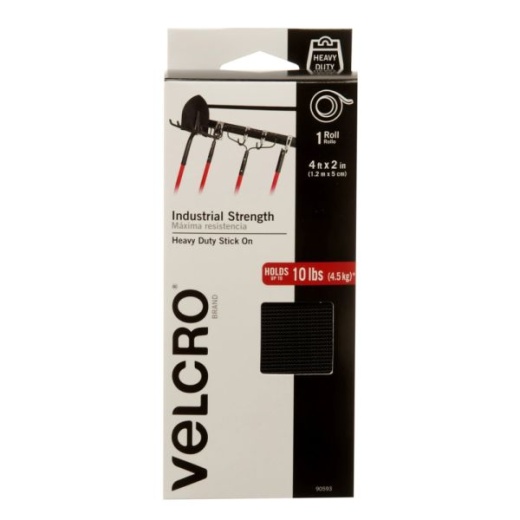VELCRO Brand Industrial Strength Velcro Self Stick Tape, 2" x 4', Black