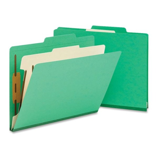 Smead Top-Tab Color Classification Folders, Letter Size, 2" Expansion, 1 Divider, Green - Box of 10