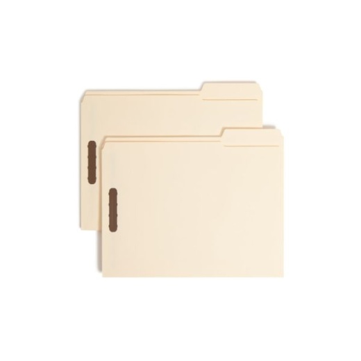 Smead Top-Tab Fastener Folders With Tab, Letter Size, 2/5 Cut, Manila, Box Of 50