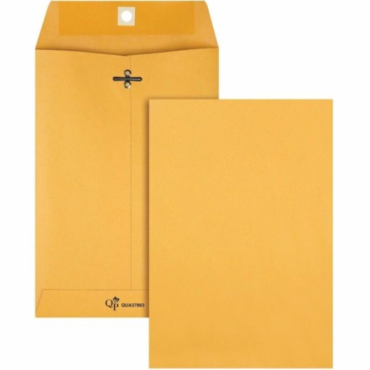 Quality Park Clasp Envelope - 6 1/2 x 9 1/2, 28 Lb, Gummed Kraft, Box Of 100