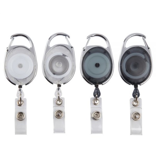 Carabiner-Style ID Card Reels, Assorted Colors, Pack of 4