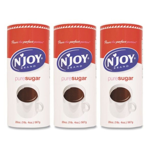 N'joy Pure Sugar Cane, 20 Oz Canister, 3/Pack - High-Quality Sugar for Foodservice Professionals