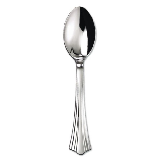 WNA Heavyweight Plastic Spoons, Silver, 6 1/4", Reflections Design