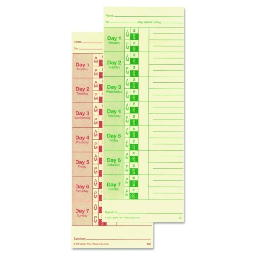 Lathem Time Clock Cards for All Standard Side-Print Time Clocks