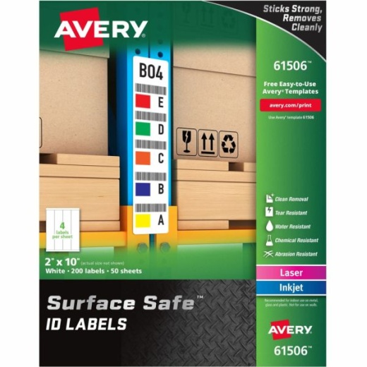Avery Surface Safe ID Labels - Removable Adhesive - 2" Width x 10" Length - Rectangle