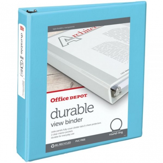 3-Ring Durable View Binder, 1-1/2" Round Rings, Jeweler Blue
