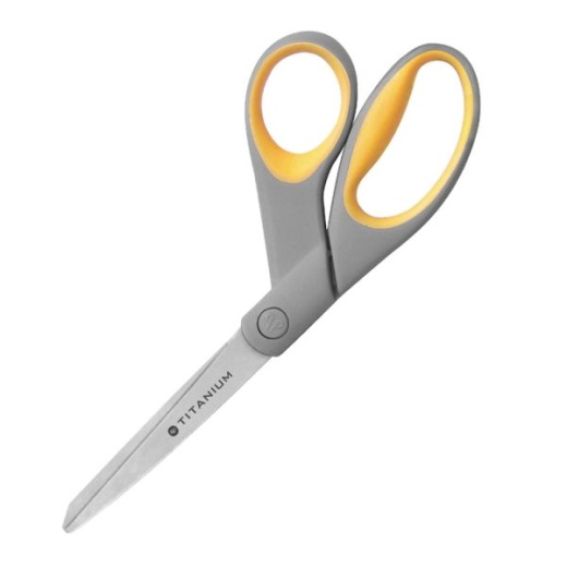 Westcott Titanium Bonded Scissors, 8" Bent, Gray/Yellow