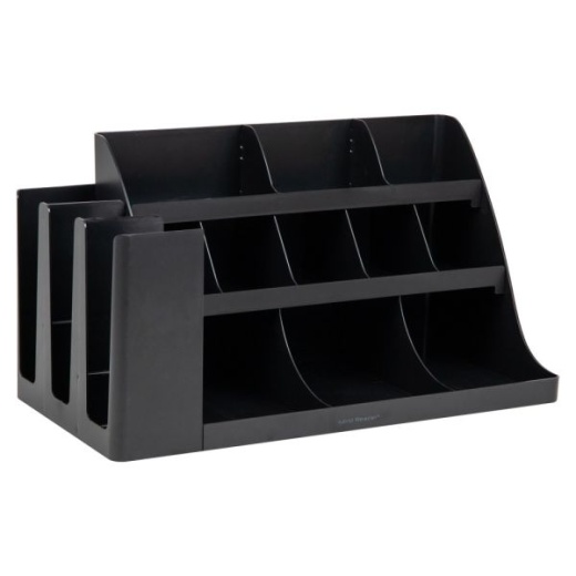 Mind Reader 14-Compartment/3-Tier Coffee Cup And Condiment Countertop  Organizer, 12-1/2H x 11-1/2W x 24L, Black