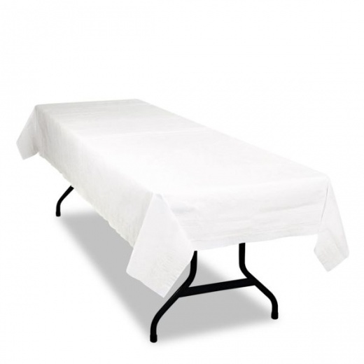 Tablemate Table Set Poly Tissue Table Cover, 54" X 108", White, 6/Pack