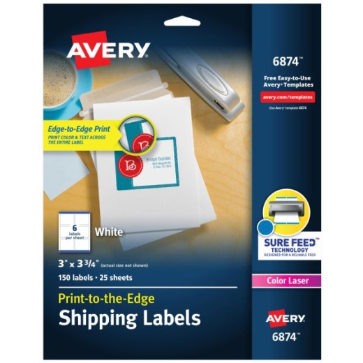 Avery Print-To-The-Edge Shipping Labels With Sure Feed For Color Laser Printers
