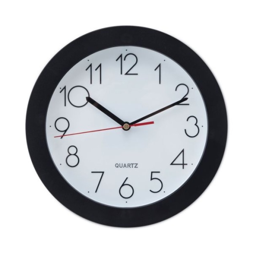 Universal Bold Round Wall Clock, 9.75" Overall Diameter, Black Case