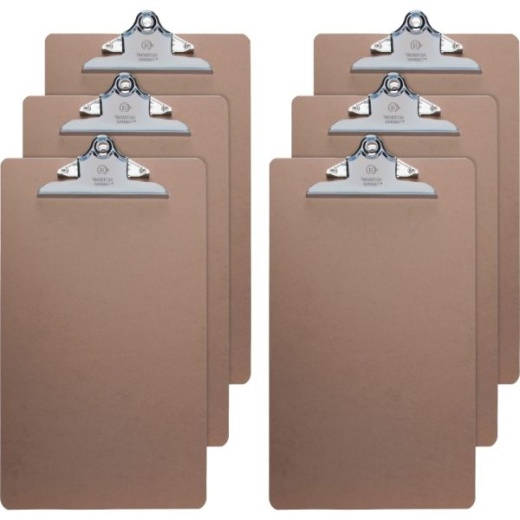 Business Source Hardboard Clipboard - 9" x 15 1/2" - Brown - 6 / Bundle