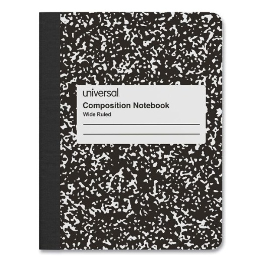 Universal Composition Book, Wide/Legal Rule, Black Marble Cover (100 Sheets)