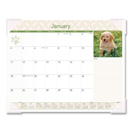 At-A-Glance Puppies Monthly Desk Pad Calendar