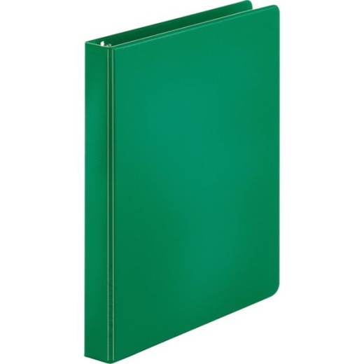 Business Source Basic 3-Ring Binder, 1" Round Rings, Green