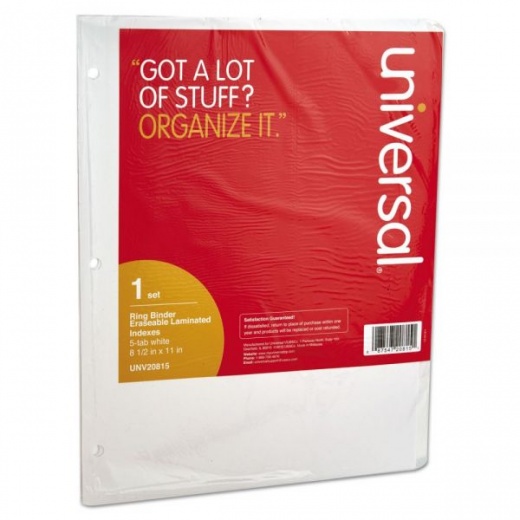 Universal Deluxe Write-On/Erasable Tab Index