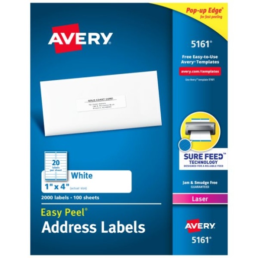 Avery Easy Peel Address Labels with Sure Feed Technology, 5161