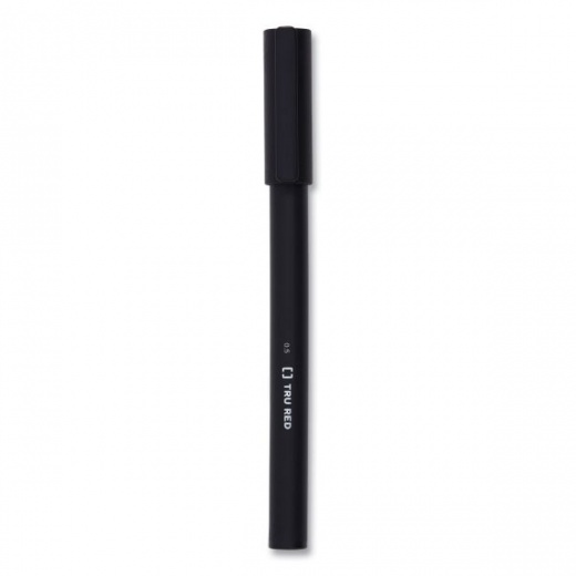 Tru Red Quick Dry Gel Pen, Stick, Fine 0.5 Mm, Black Ink, Black Barrel, Dozen