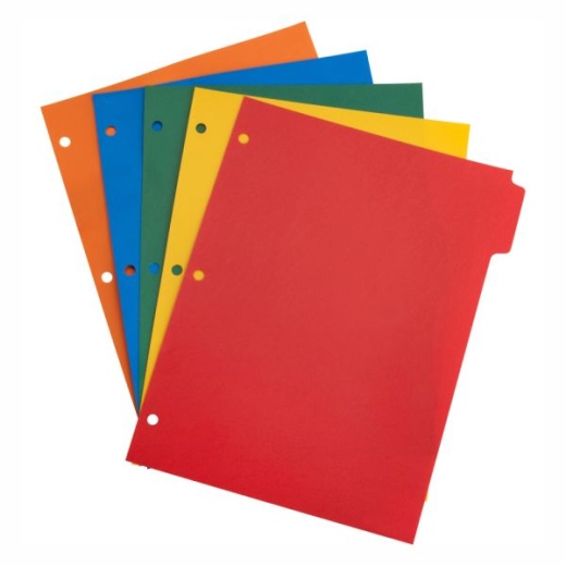 Sparco Non-Insertable Poly Indexes, 8 1/2 x 11, 5-Tab, Assorted Colors
