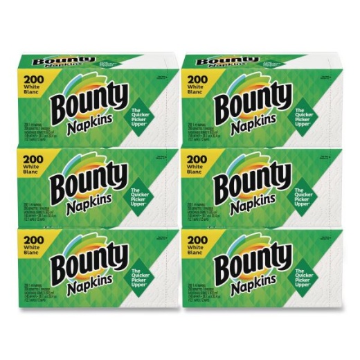 Bounty Quilted Napkins, 1-Ply, 12 1/10 X 12, White, 200/Pack, 8 Pack/Carton