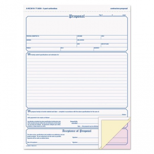Tops Proposal Form, Three-Part Carbonless, 11 x 8.5, 50 Forms Total