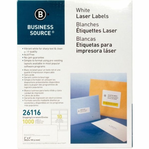 Business Source Bright White Premium-Quality Shipping Labels