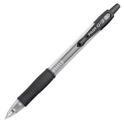 Pilot G2 Retractable Gel Pens, Ultra Fine Point, 0.38 Mm, Clear Barrels, Black Ink, Pack Of 12