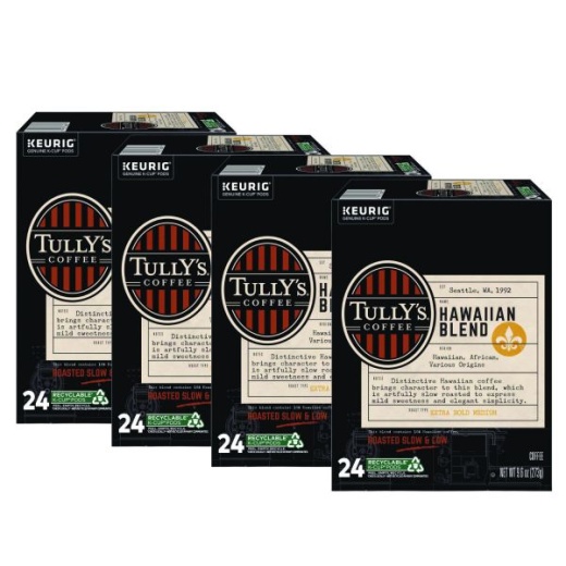 Tully's Coffee Hawaiian Blend Coffee K-Cups, Medium Roast, 96/Carton