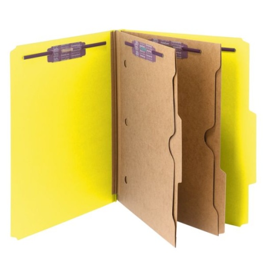 Smead Pressboard Classification Folders with Safeshield Fasteners and 2 Pocket Dividers