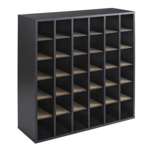 Safco Wood Mail Sorter, 36 Compartments - Black