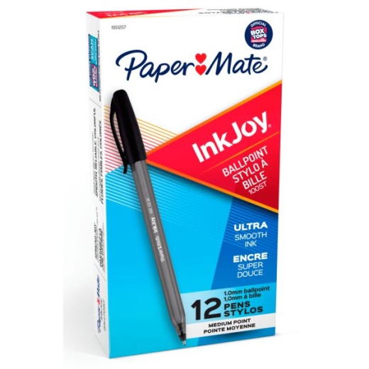 Paper Mate Inkjoy 100 Stick Pens - Medium Point, 1.0 Mm, Translucent Black Barrels