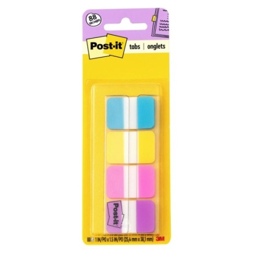 Post-It Tabs With On-The-Go Dispenser, 1" Assorted Colors (686-AYPV1IN), Pack Of 88 Tabs