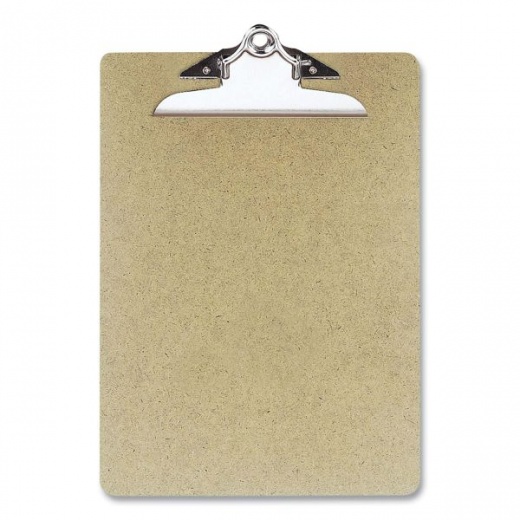 Officemate Recycled Hardboard Clipboard, 1" Clip Capacity, Holds 8.5 x 11 Sheets, Brown, 3/Pack