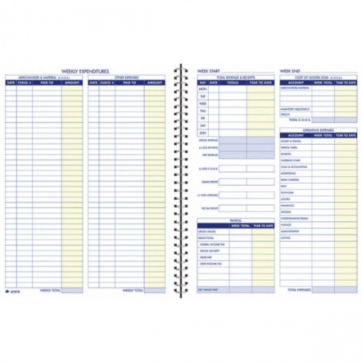 Adams Weekly Bookkeeping Book, 8 1/2" x 11", Blue