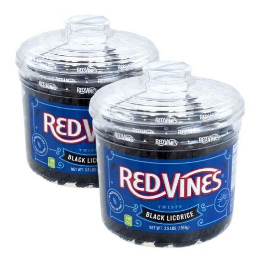 Red Vines Black Licorice Twists, 3.5 Lb Jar, 2/Carton