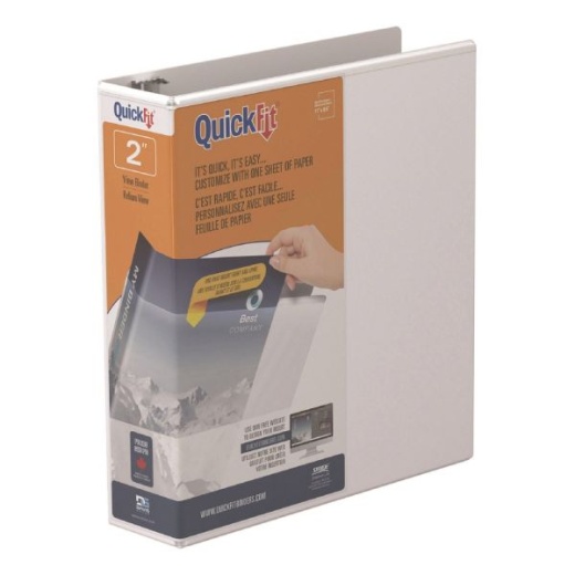 Quickfit View 3-Ring Binder, 2" Angle D-Rings, White