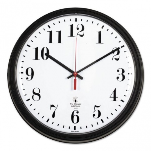 Chicago Lighthouse Black Quartz Contract Clock