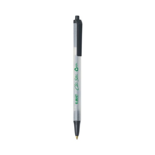Bic Revolution Clic Stic Ballpoint Pen, Retractable, Medium 1 Mm, Black Ink, Translucent Frost/Black Barrel, 48/Pack