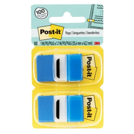 Post-it Flags, 1" x 1-11/16", Blue, 50 Flags Per Pad, Pack of 12 Pads